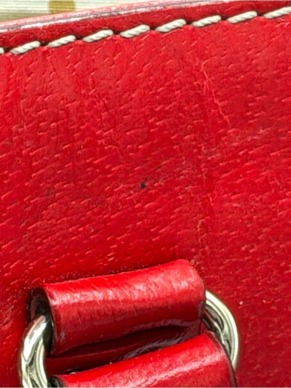 kate spade Red Leather Tote with Gold Plaque